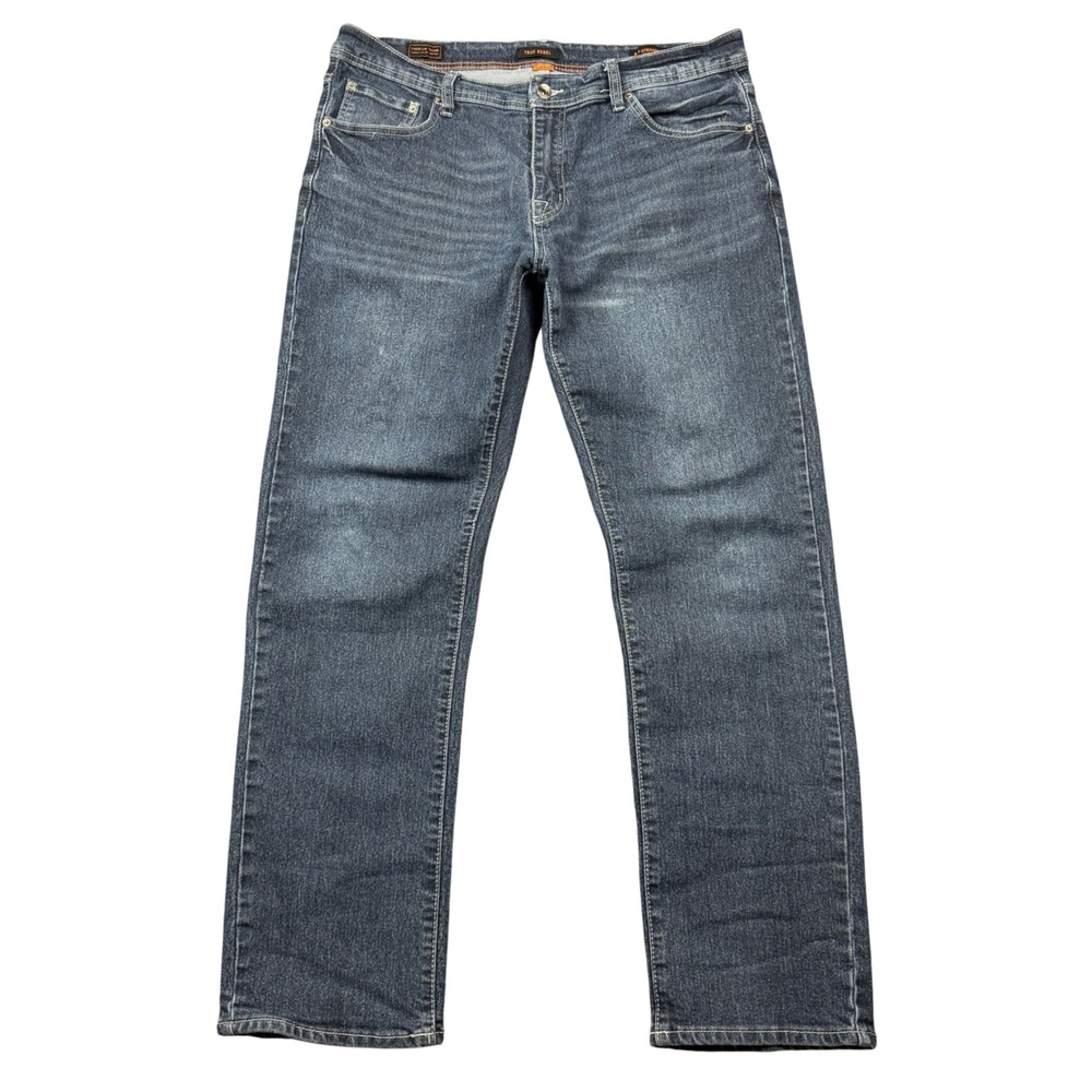 True Rebel 805 Straight Fit Jeans Mens 36x32 (36x30) Medium Wash Blue Denim